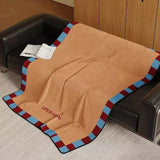 Retro Color Blocking Winter Lamb Fleece Blankets Wide Flannel Bedroom Sofa Soft Breathable Warm Cover Sofa Blanket for Bed Gifts
