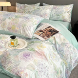 Flower Printed Duvet Cover Set Satin Silk Bed Cover Sets for Summer Queen/King Size Silky plumones de cama Coolling Bedding Set