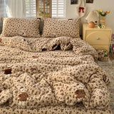 Polka Dot Milk Velvet Duvet Cover Thick Plush Warm Winter Comforter Cover Queen King Size Soft Cozy Quilt Cover and Pillowcases
