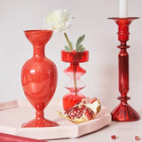 Creative Red Glass Taper Candle Holder Christmas Gift Wedding Table Decoration Home Decoration DryFlower Vase