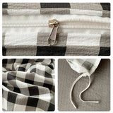 Classic Black White Plaid Bedding Set Soft Seersucker Duvet Cover Set Double-sided Checkered Quilt Cover for Single Double Bed