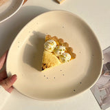 Ins Style Triangular Plates High-end Ceramic Cake Dessert Tray Exquisite Household Breakfast Plate Simple Splashed Ink Tableware
