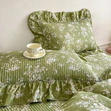 2pcs 100%Cotton Pillowcases French Style Pillow Cover Cushion Covers Bed 48x74cm Comfortable Pillowsham with Crinkled Gauze Lace