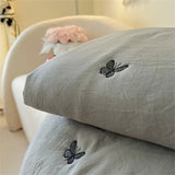 Embroidered Summer Quilt Washed Cotton Girl Home Comfortable Skin Friendly Soft Air-Conditioned Thin Quilted Queen Size Blankets
