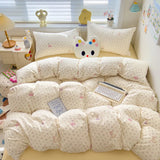 Class A Double Yarn Bedding Set Quilt Comforter Duvet Cover Set Printed Cotton Bedspread Skin Friendly Breathable Four-Piece Set