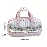 Pink Polka Dot Plaid Pencil Case Handheld Multi-Compartment Pen Bag with Clear Itabag Large Capacity Stationery Bag Gift