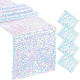 4 Pcs Pink Iridescent Sequin Table Runner for Soft Dining Table Wedding Baby Shower Girls Birthday Party Decorations Solid