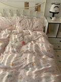Romantic Floral Dog Cotton Bedding Set Lovely Cartoon Pure Cotton Four-Piece Suite Lace Design Cotton Duvet Cover eet Pillo...