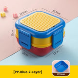 DIY Building Blocks Lunch Box for Kids Cartoon Bento Box with Spoon Lunch Bag for Kids Building Block Accessories