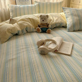 Striped Bedding Set INS Nordic Girls Soft 100% Cotton Bed Sheet Queen King Size Duvet Set Comforter Set Pillowcase Bed Linens