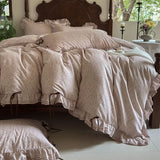 100% Cotton Pastoral Floral Print Ruffles Bow Princess Bedding Set Queen King Duvet Cover Set Bed Sheet/Fitted Sheet Pillowcases