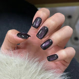 24Pcs/Box Blue False Nails Press on Nails Full Cover Cartoon Black Cat Glitter Sky Moon Stars Design French Wearable Manicure