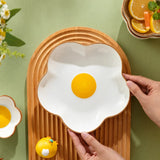Novelty Ceramic Plate Lovely Fried Egg Shape Afternoon Tea Dessert Saucer Breakfast Salad Fruit Tray Creative Tableware Dishes