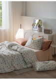 Ele Floral Cotton Bedding Set 00% Pure Combed Cotton 4-Piece Bedding Set for Students Dormi 3-Piece Duvet Cover Bedding