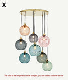 High-end Color Water Patterned Glass Ball Pendant Light Bedroom Bedside Lamp Creative Dining Living Room Bar Counter Chandelier