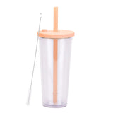 700ml,Double-Layer Straw Cup/MUG,Drinkware,Environmentally Friendly Plastic,Large Diameter,Transparent Milk Tea Cup,Holiday Gift