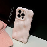 Lovely Pink 3D Bubble Gloss Silicone Shockproof Phone Back Cover Fundas Case For iPhone 11 12 13 14 15 16 Pro Max Plus Coque