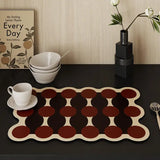 Vintage Polka Dot PU Leather Table Mat Heat-Resistant Absorbent Pad for Dining Table Kitchen Countertop & Coffee Table Use