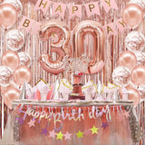 58Pc/Set 40-Inch Number Foil Balloons Party Backdrop Rain Curtain Rose Gold Glitter Balloons Happy Birthday Pink Banner Birthday Party Set Celebration Birthday Party Combo Set Suitable for 16Th 21St 30Th 40Th 50Th 60Th 70Th C