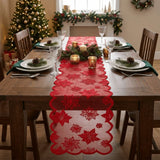 Gift Maple Leaf Christmas Tree Table Runner Lace Long Christmas Table Flag Flower Decorative Cloth Xmas Tablecloth Festival