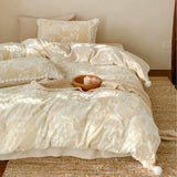 Latest Winter Thickened Milk Fleece 4pcs Bedding Sets Carved Flower Warm Comforter Bedding Sets for Home Bedroom