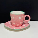 300ML Blue Sky and White Clouds Coffee Cup Tableware Set Hand-painted Ceramic Mug Milk Breakfast Cup Cute Coffee Tableware