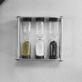 3-in-1 Metal Sand Timer Set 3/4/5 Mins Triple Hourglass Desk Decor for Study Office Stainless Steel Flow Decor Watch Timer Gift