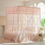 Lace Princess Palace Mosquito Net with Frame Romantic Three-door Bed Curtain with Dustproof Top French Design Home Decor
