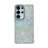 Luxury Glitter Rhinestone Camera Border Laser Love Heart Shell Pattern Phone Case For Samsung Galaxy S25 S24 FE Ultra Plus Cover