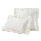Velvet White Throw Pillow Cover with Ruffle Farmhouse Rustic Vintage Decorative Square Pillowcases Cushion Throw Pillow