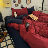 Solid Color Bedding Set Kids Adults Twin Full Queen Size Bed Flat Sheet Soft Duvet Cover Set Quilt Cover Pillowcases Bed Linen