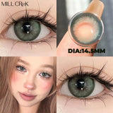 1 Pair Color Contact Lenses With Diopter Fashion Natural Green Circle Lens Beauty Pupils 0~-8.00 Yearly Fast Shipping