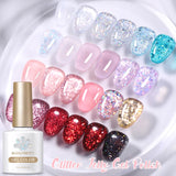10ml Glitter Sequins Gel Nail Polish Shining Soak Off UV Semi-permanent Varnish Base Top Coat Hard Gel Design