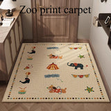 Modern Simple Entrance Doormat Ins Cute Zoo Print Living Room Carpet Large Area Fashion Art Home Decoration Bedroom Mat Tapis 러그