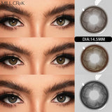 1pair Big Eyes New Colorld Contact Lenses for Eyes Super Natural Brown Eyes Gray Beautiful Black Pupils 14.5mm Lenses