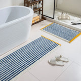 Tufting Blue Stripe Bathroom Mat Bathmat Long Living Room Carpet Bedside Rug Soft Bedroom Floor Tidy Pad Aesthetic Home Decor