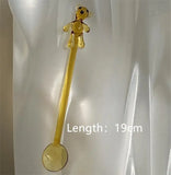 Calla Lily Animals Cartoon Bear Glass Spoon Dessert Spoon Coffee Glass Stir Spoon  Long Handle Spoon Yogurt Spoon