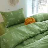 Cute Dinosaur Children's Cartoon Line Pure Cotton Bedding Set 3-4 Pieces Set 00% Cotton Bedding Duvet Cover eet