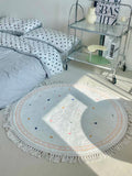 Tassel Round Living Room Large Area Carpets Cute White Children's Carpet Spotted Pattern Girl's Bedroom Rug Plush Soft Rugs 양탄자