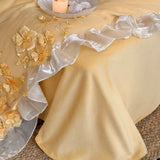 Winter Warm Thicken Velvet Bedding Sets Luxury 3D Lace Flowers Princess Duvet Cover Set Bed Sheet Pillowcases Home Textile