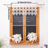 1PC Hollow Cut Lace Valance Curtain With Crystal Beads, Light Filtering Window Drape, For Kitchen Cafe, Sweet Housewarming Gift