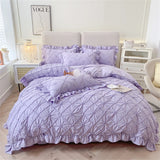 Three-Dimensional Pinch Pleated Crafts Double Duvet Cover Set 200x230 Solid Twist Flowers King Size Bedding Set Quilt Cover Set