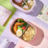 Stainless Steel Divided Lunch Box Cartoon Kids Bento Box Portable Insulated Food Container for School and Office