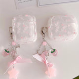 Pink flower imd earphone case wireless bluetooth charging box for apple airpods 4 1 pro 2nd 3 2 cartoon cover fundas