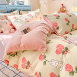 New Style 200-gram Fresh Light Milk Fleece Single Quilt Cover Autumn Winter Printed Cartoon Fleece Warm Student Duvet Cover