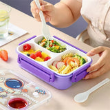 Cartoon Dinosaur Pattern Lunch Box for Kids Compartments Bento Box with fork spoon Students Food Container Outdoor Picnic box
