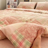 Pure Cotton Floral Printed Double Layer Bedding Set Four Pieces 8 Meters Country Sle Bed eet Cover Quilt Cover Tee Pieces