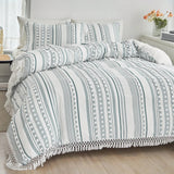 3Pcs Duvet Cover Set,  100% Soft polyester Duvet Cover with Tassel Texture, Tufted Duvet Cover All Seasons