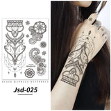 Black Henna Temporary Tattoos for Women Lace Flower Mehndi Sticker for Hand Fake Henna Tattoo Sticker Body Art Wedding Tatoo