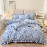Three-Dimensional Pinch Pleated Crafts Double Duvet Cover Set 200x230 Solid Twist Flowers King Size Bedding Set Quilt Cover Set